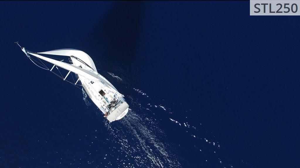 bird's eye view, yacht, sea