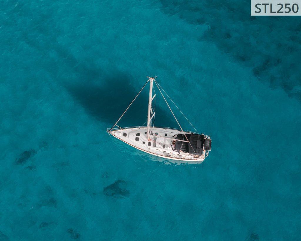 White Boat on Blue Sea