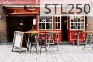 Cozy Irish pub exterior with vibrant red facade and inviting seating. Perfect for urban exploration.