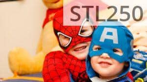 kids in spiderman and Captain America costumes