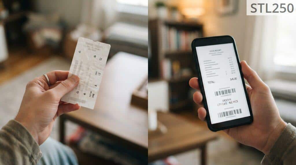 Comparación entre un boleto físico y un resguardo digital